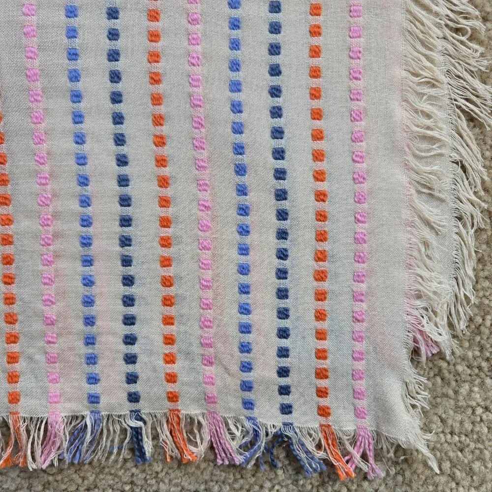 Madewell Stitched Rainbow Stripe Scarf/Shawl in Faded Wicker